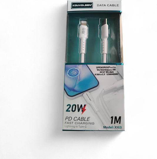 Kouvolsen Cablu USB-C La Lightning 20W 1m