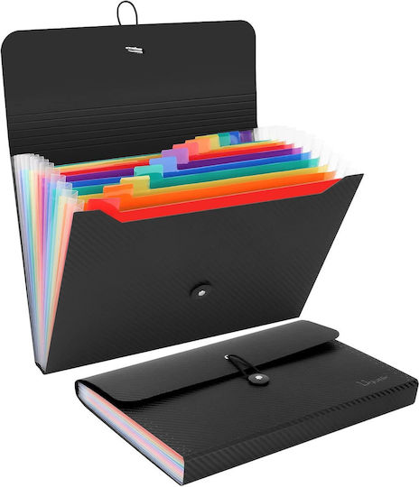 Dokumentenordner Zola 13 Fächer A4 Größe Trennblätter Etiketten Klappe Elastischer Verschluss Wasserdicht 33 X 24 X 4 Cm Schwarz