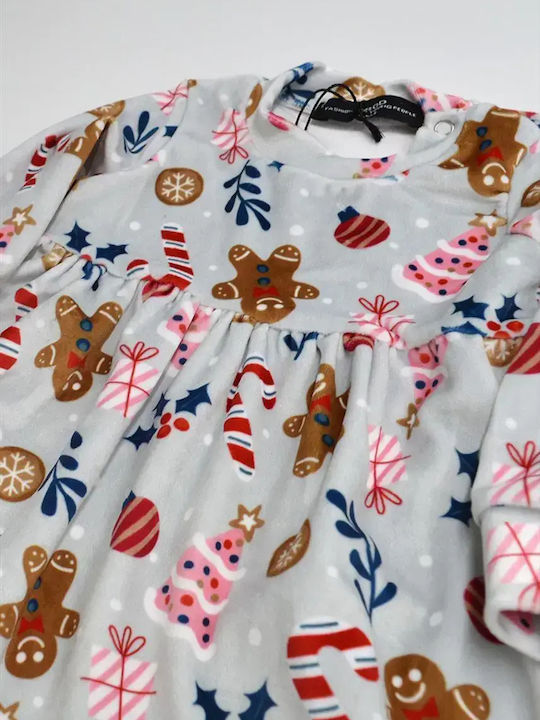 Kinderkleid Langärmelig Samt Gray