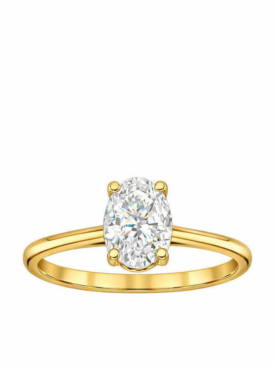 Xryseio Single Stone Ring From 14K Gold With Zircon