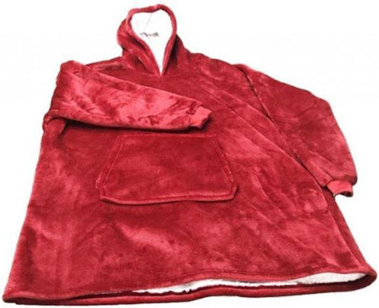 Fleece Blanket with Sleeves 90x70cm Burgundy