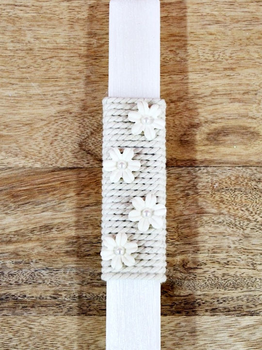 Easter Candle Round Handmade White 26d034