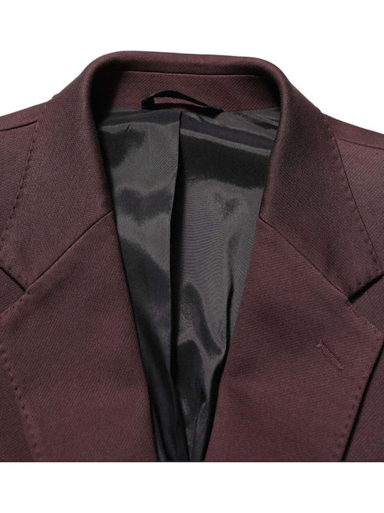 Dolce & Gabbana Ανδρικό Σακάκι με Στενή Εφαρμογή Maroon