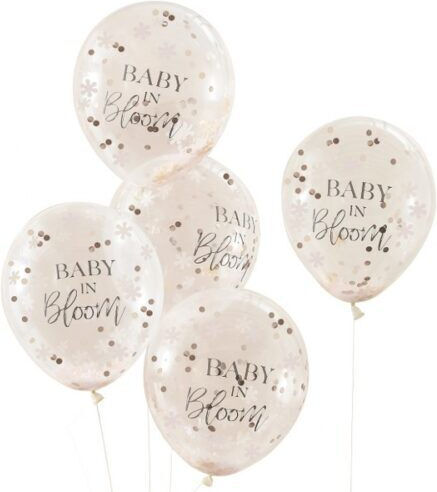 Set of 5 Baby Birth Latex Transparent Balloons "baby In Bloom" 30cm