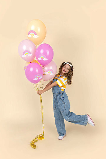 Set of 6 Baptism Balloons Rainbow Latex Rainbow 30cm (Various Colours)