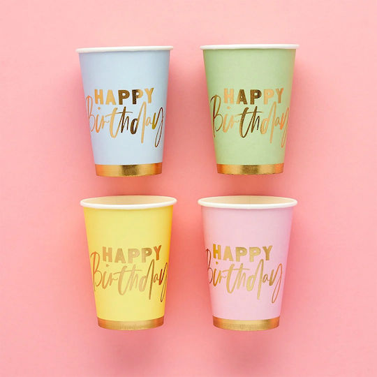 Pastel Birthday Ποτήρι για Party 8τμχ