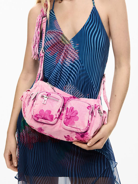 Stoff Damen Schultertasche Rosa