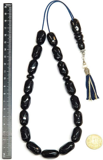 Roloi Komboloi Worry Beads with 17 Beads Made of Mastic Length 38cm Blue