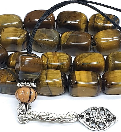 Roloi Komboloi Worry Beads with 19 Beads Eye Of The Tiger Length 27cm Multicolour