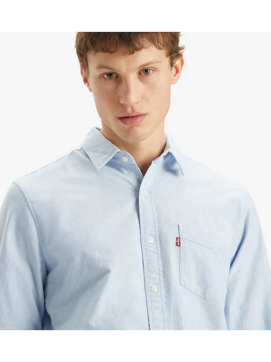 Pocket Long Sleeve Shirt in Regular Fit Blue