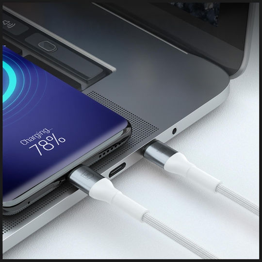 3MK Cablu USB 2.0 USB-C Masculin - USB-C 100W Alb 2m