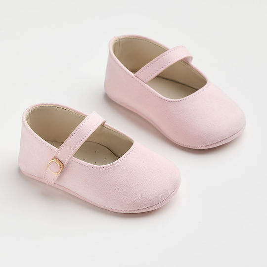 Ever Kid Pink Baptism Leather Soft Sole Pumps