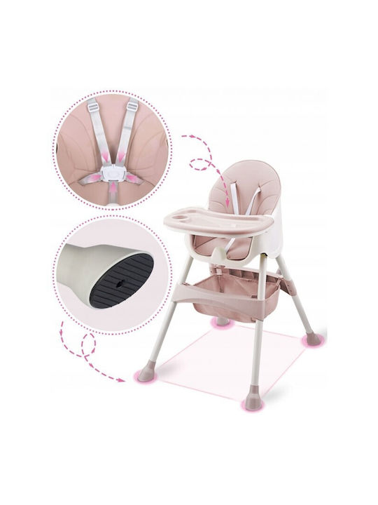 Ricokids Milo Klappbarer Baby Hochstuhl 3 in 1 mit Höhenverstellbar Rosa