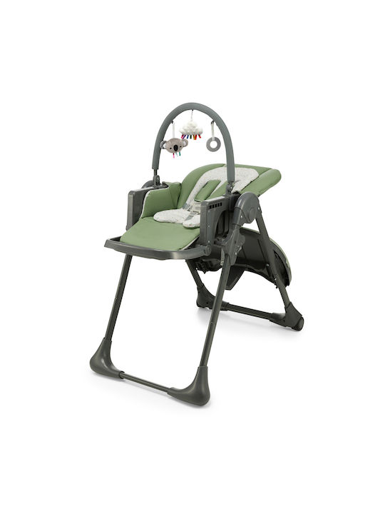 Kinderkraft Tummie Foldable Baby Highchair 2 in 1 With Adjustable Height Green