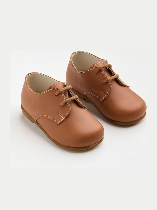 Ever Kid Christening Leather Moccasins in Tabac
