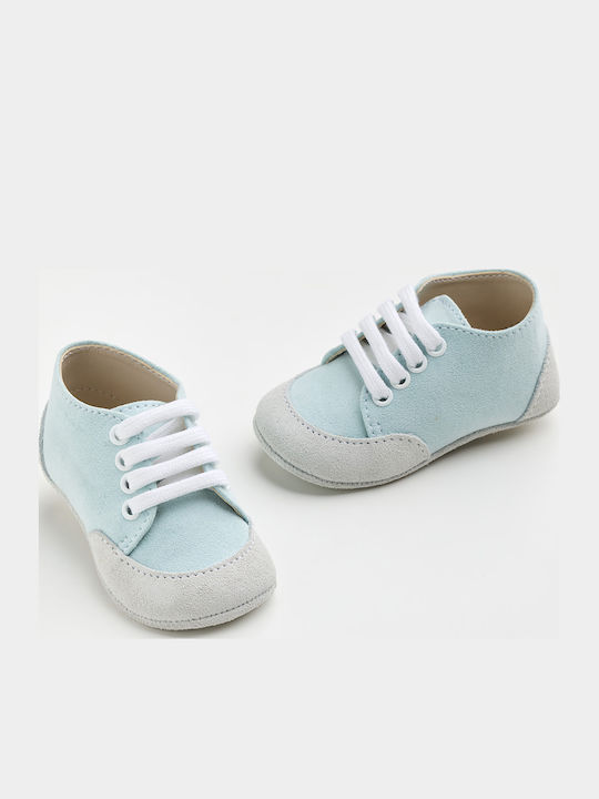 Ever Kid Βαπτιστικά Δερμάτινα Sneakers Αγκαλιάς Γαλάζια