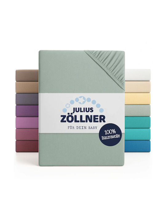 Julius Zöllner Βρεφικό Σεντόνι Κούνιας Φανελένιο με Λάστιχο Sage 70x140εκ.
