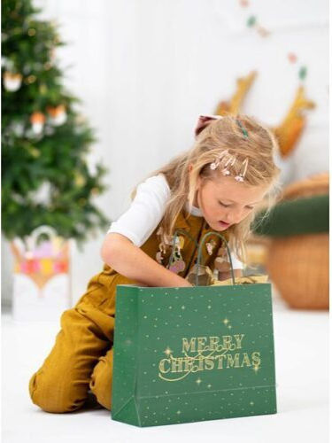 Merry Christmas Gift Bag for Gift Green 32.5x11.5x26.5cm