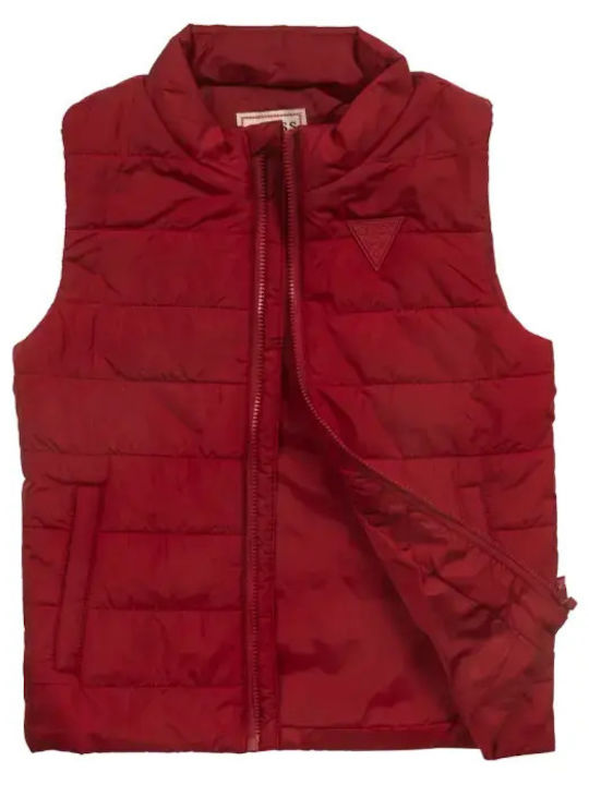 Kids Quilted Sleeveless Jacket Red