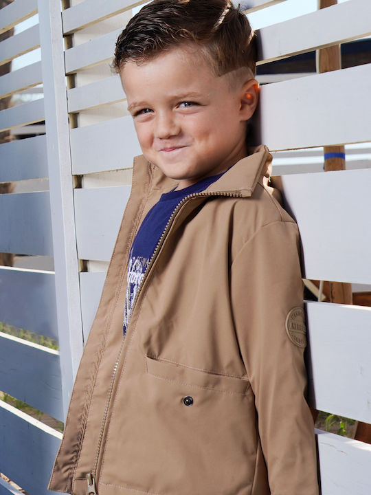 Kids Casual Short Jacket with Hood Desert Beige