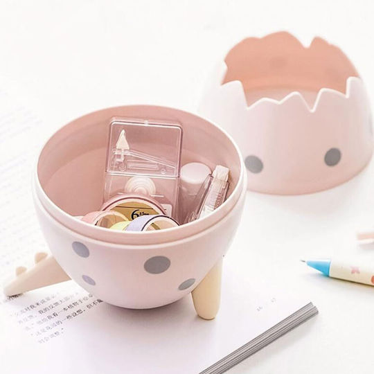 Pencilia Desk Organizer Holder Pink Dinosaur Egg 13x8cm