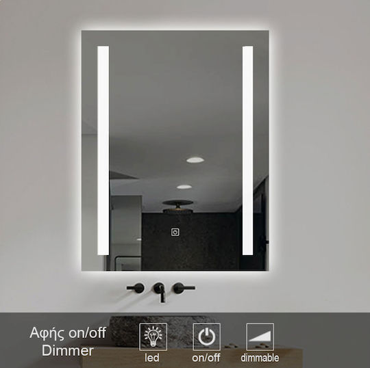 Eclipse 72 Καθρέπτης Μπάνιου Led Αφής από Πλαστικό 40x60cm Λευκός