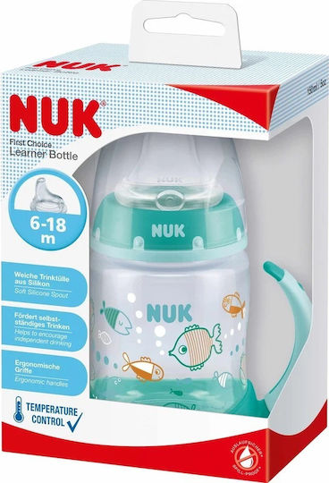 Nuk Plastic Baby Bottle First Choice Anti-Colic with Silicone Teat for 6-18 Months White 150ml