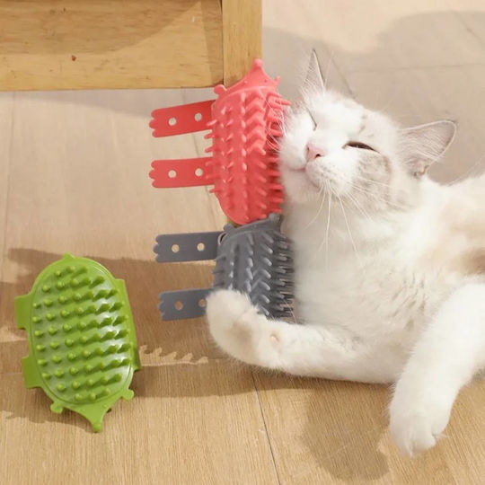 Cat Brush Scraper Silicone Self Grooming Strap Grey