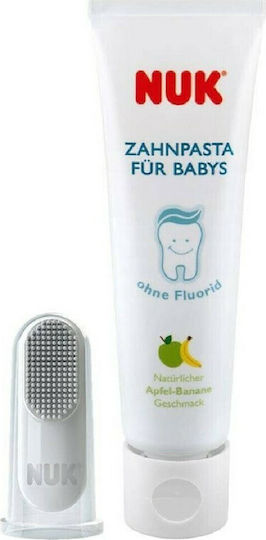 Nuk Tooth & Gum Cleanser Baby Toothpaste Set with Toothbrush for 3m+ 2 Pieces with Banana Flavor 40ml