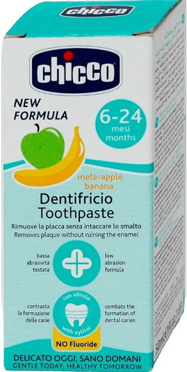 Chicco Baby Toothpaste for 6m+ with Apple-Banana Flavor Fluoride-Free 50ml
