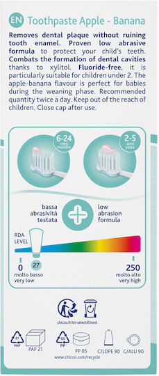 Chicco Baby Toothpaste for 6m+ with Apple-Banana Flavor Fluoride-Free 50ml