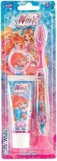 Mr. White Winx Travel Kit Children's Toothpaste with Toothbrush for 3+ Years 2 Pieces Strawberry Flavor