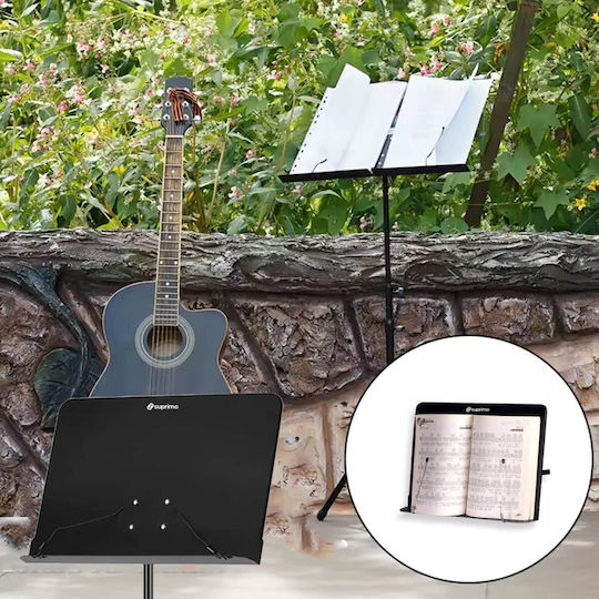 Suprimo D3 Music Stand Sheet Music Holder Adjustable Foldable Black 82-146 Cm Up To 10 Kg