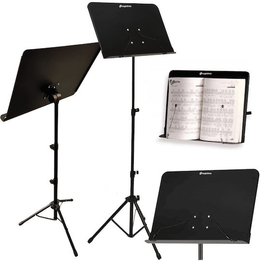 Suprimo D3 Music Stand Sheet Music Holder Adjustable Foldable Black 82-146 Cm Up To 10 Kg
