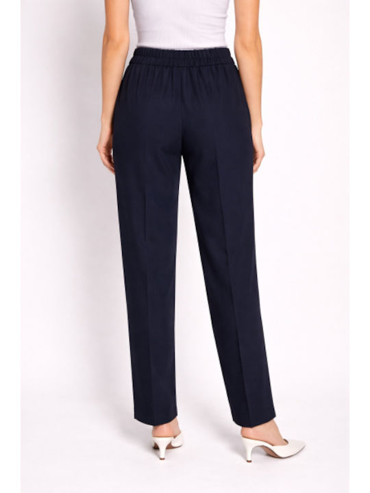 Women's Fabric Trousers in Regular Fit Dark Blue SB-41046-26TR-BLUES