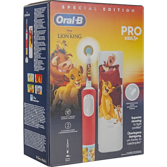 Oral-B Vitality Pro Children's Electric Toothbrush for 3+ Years Lion King with Travel Case