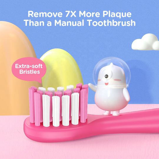 Bitvae Children's Electric Toothbrush with Chronograph for 6+ Years Pink with Replacement Heads