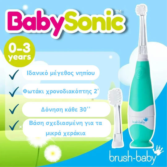 Brush Baby Babysonic Children's Electric Toothbrush for 0m+ Teal with Replacement Heads