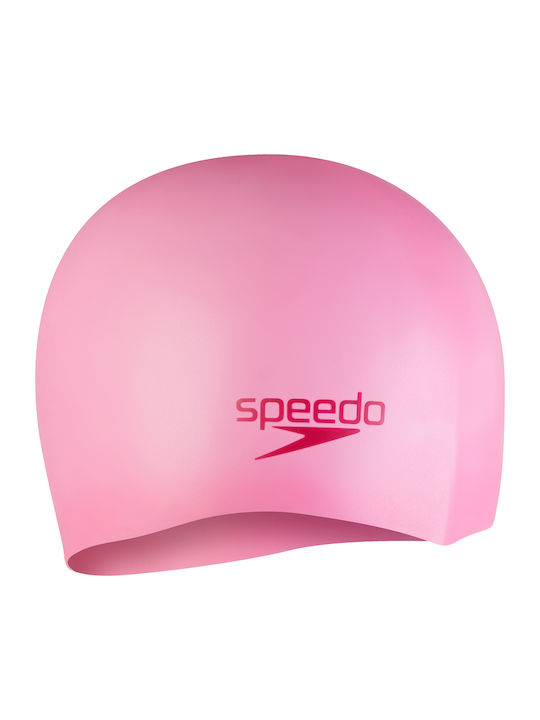 Speedo Plain Moulded 8 Latex Kids Swimming Cap Pink