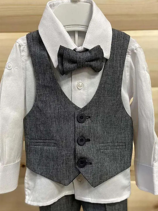 Extan Bebe Boys Baptism Suit with Vest Gray