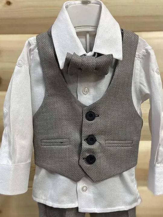 Extan Bebe Boys Baptism Suit with Vest Gray