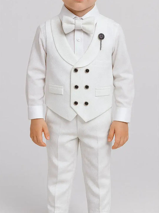 Extan Bebe Boys Baptism Suit with Vest 4pcs White