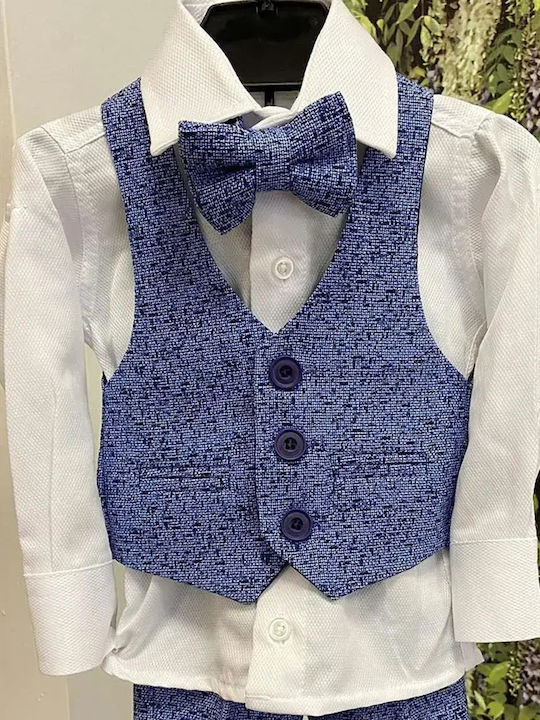 Extan Bebe Boys Baptism Suit with Vest Blue