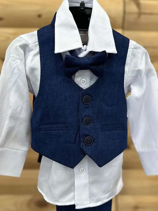 Extan Bebe Βαπτιστικό Κοστούμι με Γιλέκο για Αγόρι Navy Μπλε