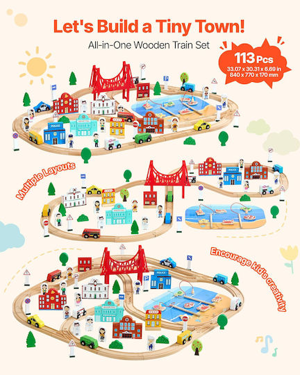 Vevor Wooden Train Set for Ages 3+