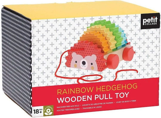 Petit Collage Wooden Pull Along Colorful Hedgehog Toy for Kids 18 Months+ Petit Collage
