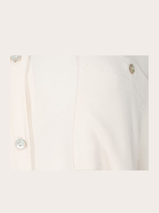 Long Sleeve Women's Silky Shirt Nude