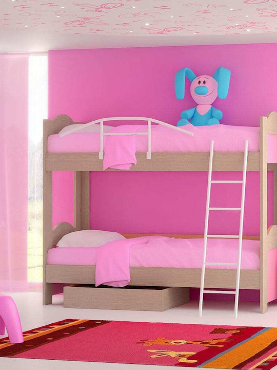 Pat pentru Copii Cușeta Single Roz pentru Saltea 90x190cm