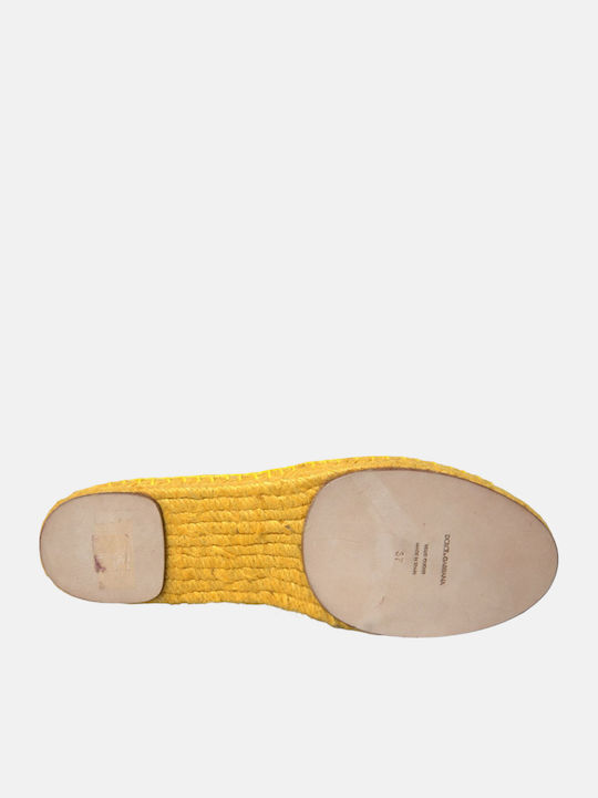 Dolce & Gabbana Leather Women's Espadrilles Yellow