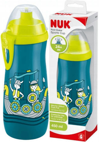 Nuk First Choice Sports Cup Educational Sippy Cup Plastic Blue Happy Blue for 36m+m+ 450ml